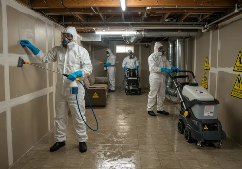 Basement Moisture Removal and Structural Drying process in Throop, PA